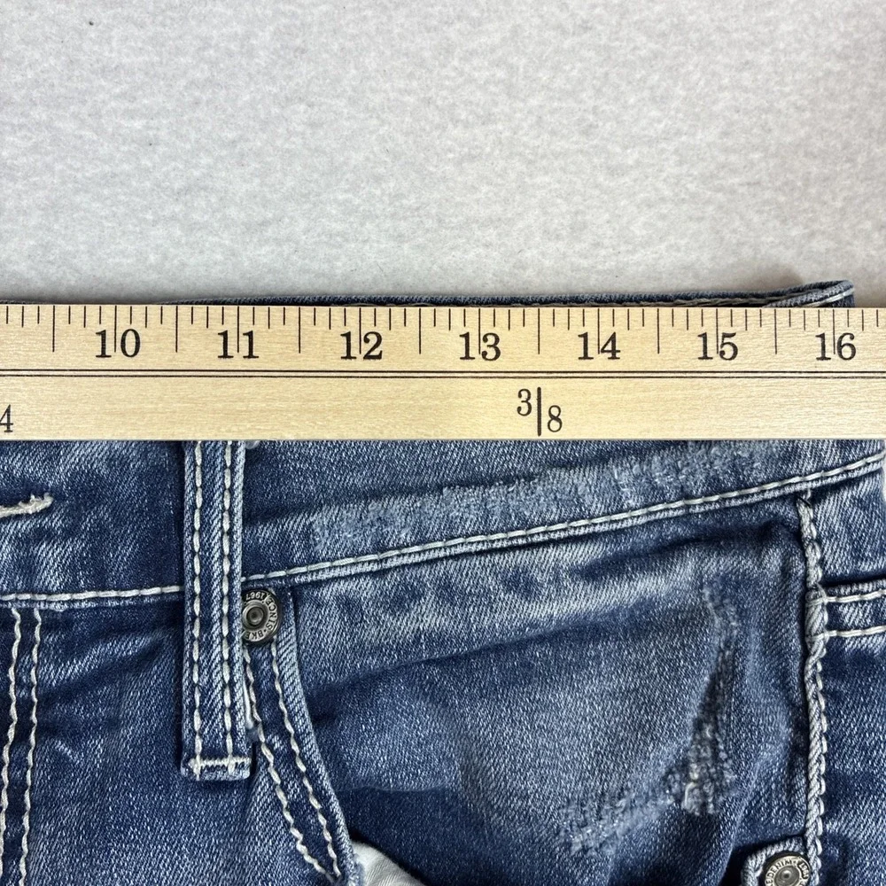 BKE Jake Straight Jeans Mens 34x30 Blue Medium Wash Denim Distressed Thrashed